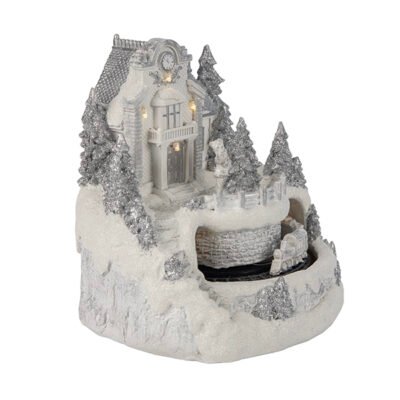 ΧΙΟΝΙΣΜΕΝΟ ΑΡΧΟΝΤΙΚΟ ΜΕ ΤΡΕΝΑΚΙ, ΜΠΑΤΑΡΙΑΣ, 18.5×17.5×20.5cm (600-48504)