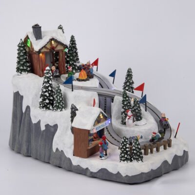 ΧΙΟΝΙΣΜΕΝΟ ΒΟΥΝΟ, ΜΕ ΠΙΣΤΑ ΣΚΙ, ΜΕ ΜΟΥΣΙΚΗ ΚΑΙ ΚΙΝΗΣΗ, ΜΕ ΜΕΤΑΣΧΗΜΑΤΙΣΤΗ, 20.5×34.5x26cm (600-48582)