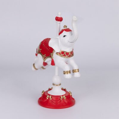 ΕΛΕΦΑΝΤΑΚΟΣ ΤΣΙΡΚΟΥ ΚΑΡΟΥΖΕΛ, ΚΟΚΚΙΝΟ ΛΕΥΚΟ, ΠΟΛΥΡΕΖΙΝ, 15x9x22.7cm (600-48594)