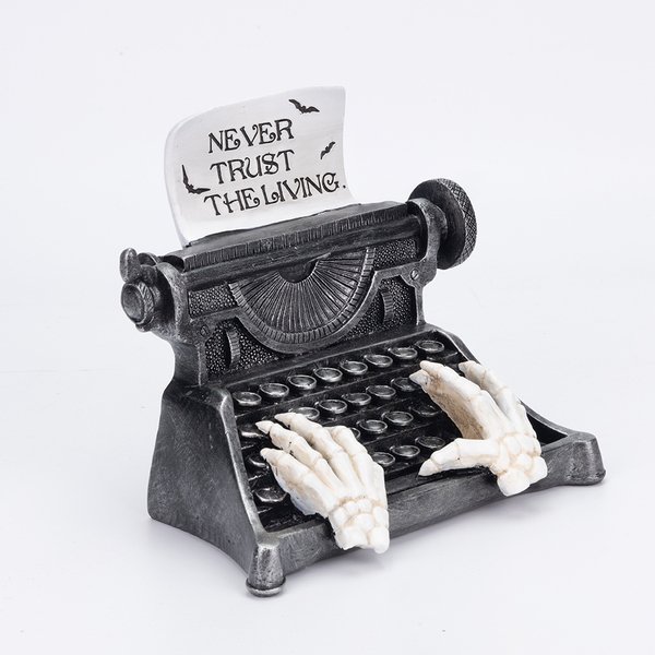 VINTAGE ΓΡΑΦΟΜΗΧΑΝΗ ΜΕ ΕΠΙΓΡΑΦΗ ''NEVER TRUST THE LIVING'', ΠΟΛΥΡΕΖΙΝ, 17x11.5x14.2cm (600-48602)