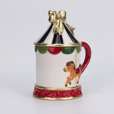 ΚΟΥΠΑ ΚΕΡΑΜΙΚΗ ΚΑΡΟΥΖΕΛ, ΜΕ ΧΡΥΣΟ ΦΙΟΓΚΟ, 16x11x19 cm (600-49093)