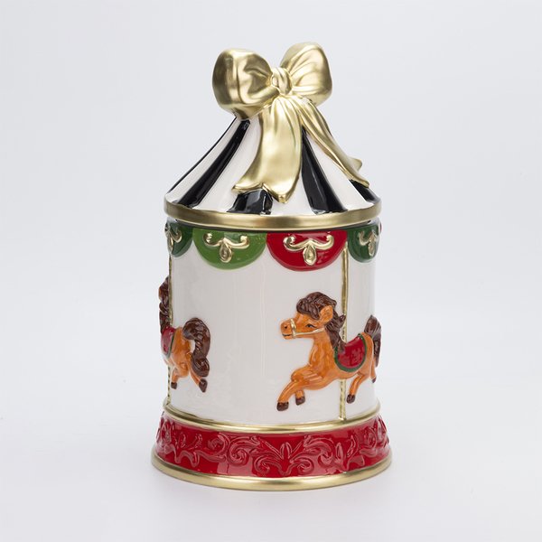 ΜΠΙΣΚΟΤΙΕΡΑ ΚΕΡΑΜΙΚΗ, ΚΑΡΟΥΖΕΛ, ΜΕ ΧΡΥΣΟ ΦΙΟΓΚΟ, 17x17x28.5cm (600-49094)