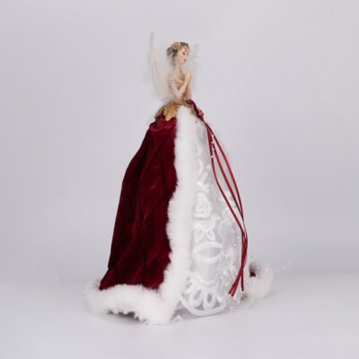 ΑΓΓΕΛΟΣ ΚΟΡΥΦΗ ΜΕ ΛΕΥΚΟ ΦΟΡΕΜΑ ΚΑΙ ΜΠΟΡΝΤΟ ΒΕΛΟΥΔΙΝΗ ΚΑΠΑ, 35cm (600-49502)