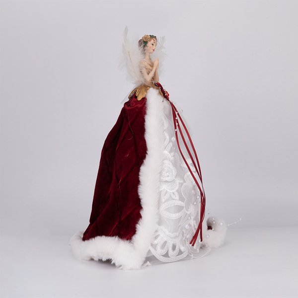 ΑΓΓΕΛΟΣ ΚΟΡΥΦΗ ΜΕ ΛΕΥΚΟ ΦΟΡΕΜΑ ΚΑΙ ΜΠΟΡΝΤΟ ΒΕΛΟΥΔΙΝΗ ΚΑΠΑ, 35cm (600-49502)