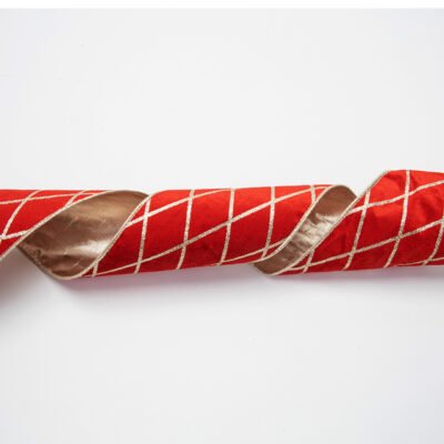 ΚΟΡΔΕΛΑ ΒΑΘΥ ΚΟΚΚΙΝΟ ΜΕ ΣΑΜΠΑΝΙ GLITTER ΡΟΜΒΟΥΣ, ΔΙΠΛΗΣ ΟΨΗΣ, ΒΕΛΟΥΔΙΝΗ, 914x10cm (600-49527)