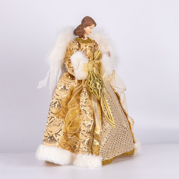 ΑΓΓΕΛΟΣ ΚΟΡΥΦΗ ΜΕ ΠΟΥΠΟΥΛΕΝΙΑ ΦΤΕΡΑ ΚΑΙ ΧΡΥΣΟ ΦΟΡΕΜΑ, 40cm (600-49561)