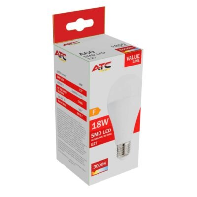 ATC SMD LED Λαμπτήρας A65 230V 18W/1850LM E27 3000K (25.001.0007)