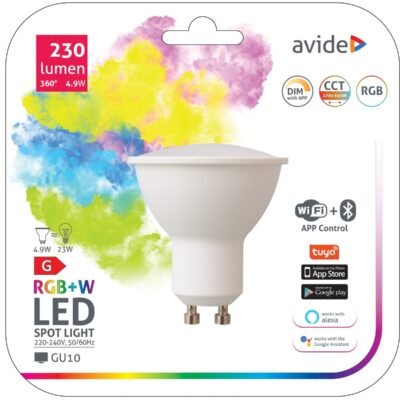 Avide Smart LED GU10 4.9W RGB+W WIFI + BLE APP Control (15.001.1915)