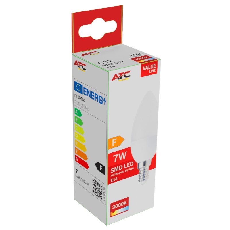 ATC SMD LED Κερί C37 230V 7W/600LM E14 3000K (25.001.0016)