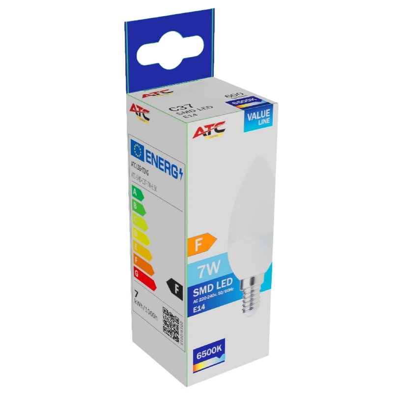 ATC SMD Λαμπτήρας LED Κερί C37 230V 7W/600LM E14 6500K (25.001.0018)