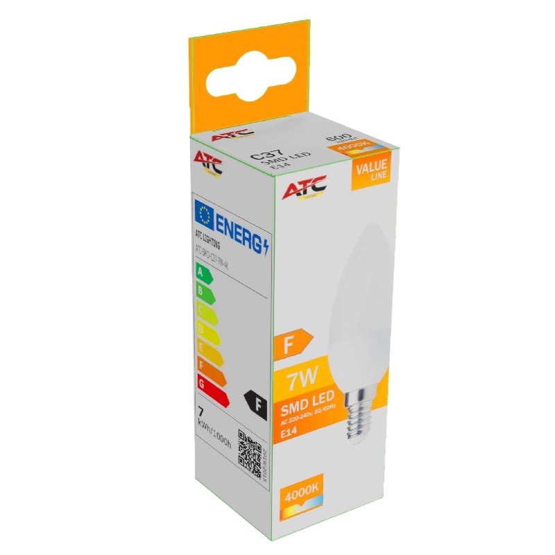 ATC SMD LED Κερί C37 230V 7W/600LM E14 4000K (25.001.0017)