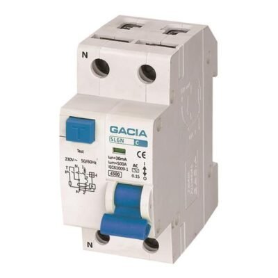 ΡΕΛΕ RCBO ΔΙΠΟΛΙΚΟ 10A 4,5KA 30mA 1P+N C GACIA TYPE AC (500-43501)