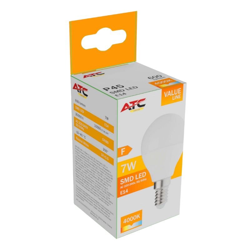 ATC SMD Λαμπτήρας LED Globe P45 230V 7W/600LM E14 4000K (25.001.0020)