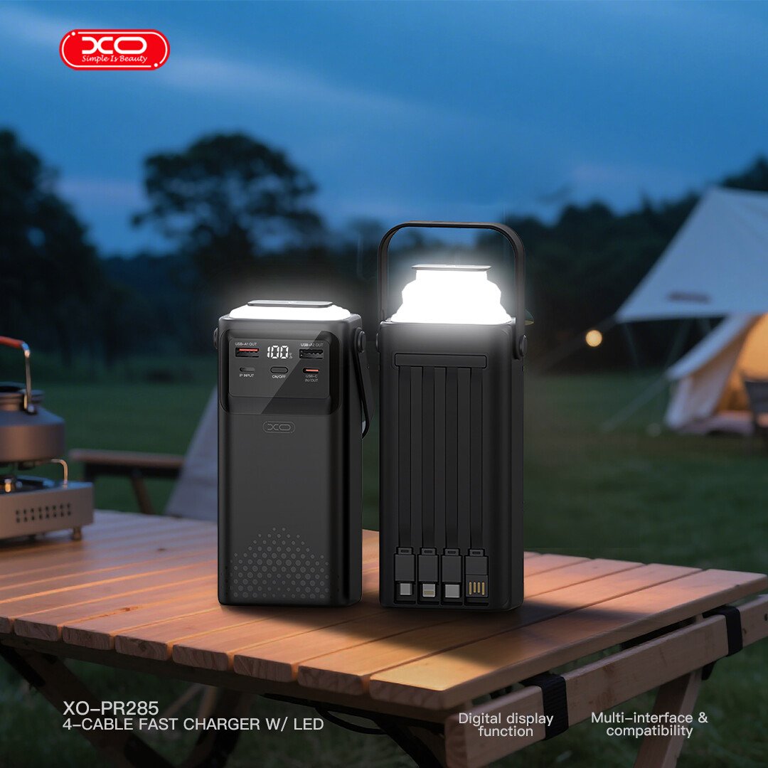 XO PR285 Powerbank PD20W & QC22.5W με 4 Ενσωματομένα Καλώδια & Φωτισμό LED 30.000mAh (16.010.0106) - Image 6