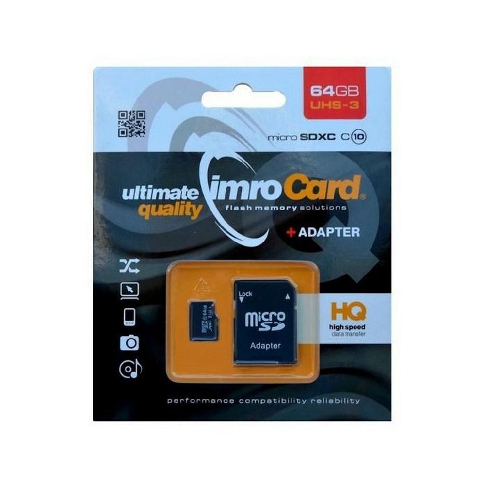 Imro memory card 64GB microSDXC cl. 10 UHS-3 + adapter (AKKSGKARIMR00001)