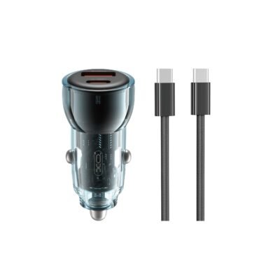 XO car charger CC60 60W 1x USB 1x USB-C blue + USB-C – USB-C cable (GSM177855)