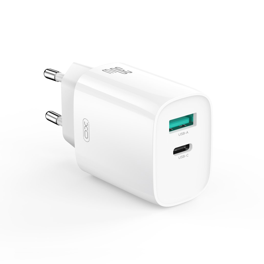 XO wall charger CE30 PD 30W 1x USB-C 1x USB white (GSM188178)
