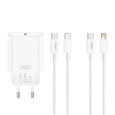XO wall charger CE32 PD 20W 1x USB-C white + USB-C – USB-C cable (GSM191546)