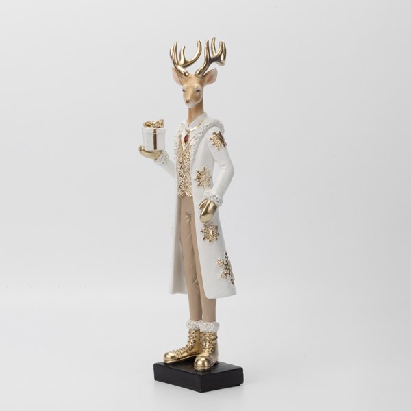 ΤΑΡΑΝΔΟΣ ΜΕ ΑΡΧΟΝΤΙΚΑ ΛΕΥΚΑ ΡΟΥΧΑ ΚΑΙ ΔΩΡΑΚΙ, ΠΟΛΥΡΕΖΙΝ, 7.5x7x29cm (600-48647) - Image 2