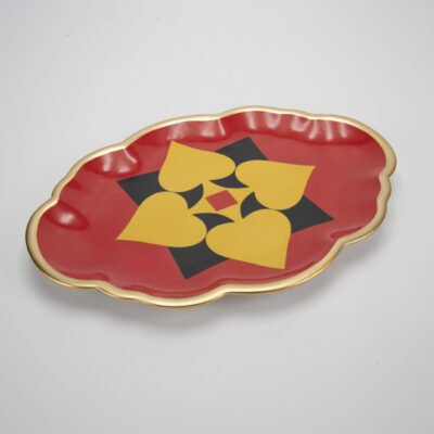 ΚΕΡΑΜΙΚΟ ΠΙΑΤΟ ΜΕ ΓΕΩΜΕΤΡΙΚΟ ΜΟΤΙΒΟ ΚΑΙ ΘΕΜΑ ΚΑΡΔΙΑΣ, 30.5×2.5×21.5cm (600-48758)