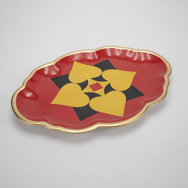 ΚΕΡΑΜΙΚΟ ΠΙΑΤΟ ΜΕ ΓΕΩΜΕΤΡΙΚΟ ΜΟΤΙΒΟ ΚΑΙ ΘΕΜΑ ΚΑΡΔΙΑΣ, 30.5x2.5x21.5cm (600-48758)