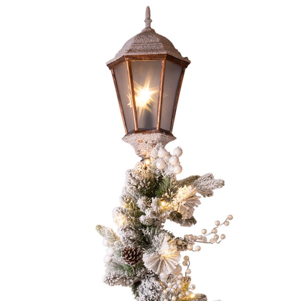 ΦΑΝΑΡΙ ΚΟΛΩΝΑ ΧΙΟΝΙΣΜΕΝΟ, ΣΤΟΛΙΣΜΕΝΟ ΜΕ ΧΡΙΣΤΟΥΓΕΝΝΙΑΤΙΚΗ ΚΛΑΔΑ, 105 ΘΕΡΜΑ ΛΕΥΚΑ LED, 180cm (600-48874)