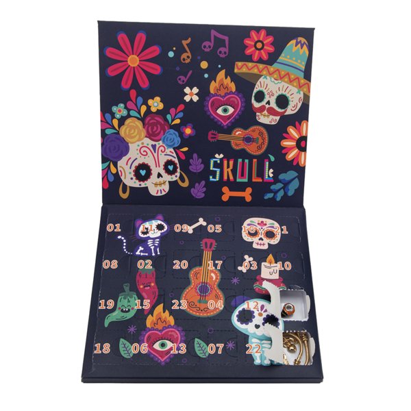 ΗΜΕΡΟΛΟΓΙΟ ΑΝΤΙΣΤΡΟΦΗΣ ΜΕΤΡΗΣΗΣ ΜΕ 2 ΧΡΥΣΑ ΒΡΑΧΙΟΛΑΚΙΑ ΚΑΙ 22 HALLOWEEN ΚΡΕΜΑΣΤΑ ΣΤΟΙΧΕΙΑ, 17x1.6x20cm (600-49170) - Image 2