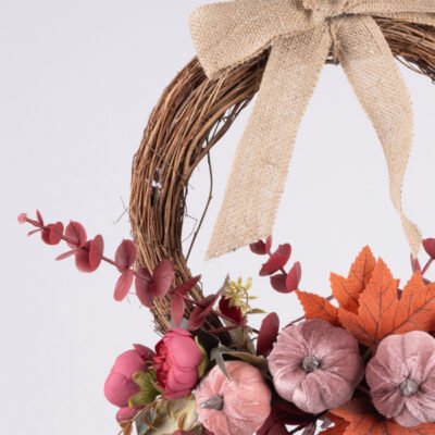 ΣΤΕΦΑΝΙ RUSTIC, ΜΕ ΚΕΡΑΜΙΔΙ ΡΟΖ ΔΙΑΚΟΣΜΗΣΗ ΚΑΙ ΦΙΟΓΚΟ ΑΠΌ ΛΙΝΑΤΣΑ, 36cm (600-49273)