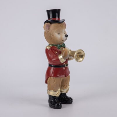 ΑΡΚΟΥΔΟΣ ΜΕ ΤΡΟΜΠΕΤΑ ΚΑΙ ΜΠΟΡΝΤΟ ΣΤΟΛΗ, ΠΟΛΥΡΕΖΙΝ, 8x11x23cm (600-49328)