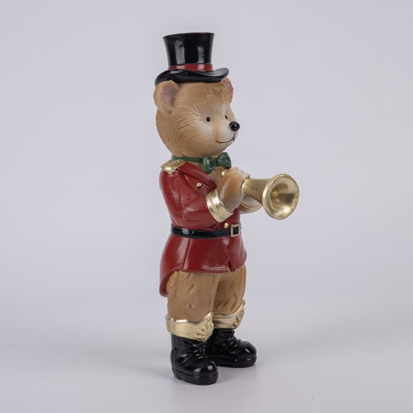 ΑΡΚΟΥΔΟΣ ΜΕ ΤΡΟΜΠΕΤΑ ΚΑΙ ΜΠΟΡΝΤΟ ΣΤΟΛΗ, ΠΟΛΥΡΕΖΙΝ, 8x11x23cm (600-49328)