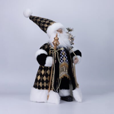 ΑΓΙΟΣ ΒΑΣΙΛΗΣ ΜΕ ΠΟΛΥΤΕΛΕΣ ΠΑΛΤΟ ΣΕ ΜΟΤΙΒΟ ΡΟΜΒΩΝ ΜΑΥΡΟ, ΛΕΥΚΟ ΚΑΙ ΧΡΥΣΟ, 45cm (600-49338)