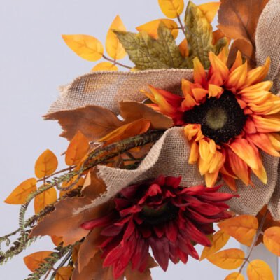 ΣΤΕΦΑΝΙ ΨΑΘΙΝΟ ΜΕ ΠΟΡΤΟΚΑΛΙ ΗΛΙΟΤΡΟΠΙΑ ΚΑΙ ΦΙΟΓΚΟ ΑΠΌ ΛΙΝΑΤΣΑ, 76cm (600-49347)