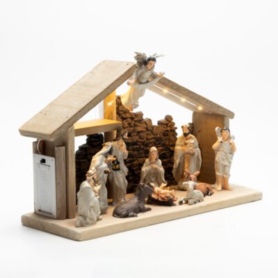 ΦΑΤΝΗ ΜΕ 11 ΦΙΓΟΥΡΕΣ ΚΑΙ ΠΕΤΡΙΝΗ ΟΨΗ, 30×10,5×17,5cm (600-49449)