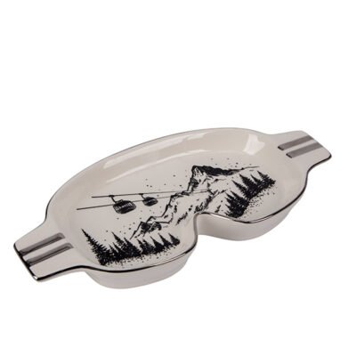 ΠΙΑΤΕΛΑ ΣΕ ΣΧΗΜΑ ΓΥΑΛΙΑ ΤΟΥ ΣΚΙ, ΛΕΥΚΗ ΜΕ ΜΑΥΡΗ ΔΙΑΚΟΣΜΗΣΗ, ΠΟΛΥΡΕΖΙΝ, 20cm (600-49485)