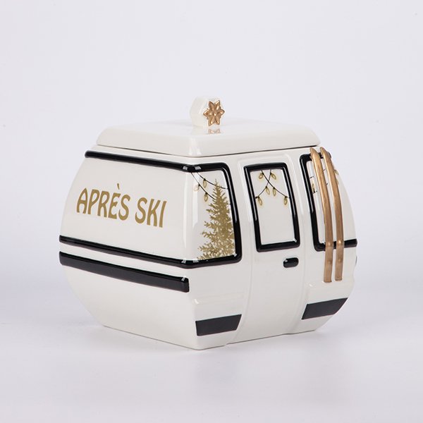 ΜΠΙΣΚΟΤΙΕΡΑ ΤΕΛΕΦΕΡΙΚ, ΛΕΥΚΗ ΜΕ ΜΑΥΡΕΣ ΚΑΙ ΣΑΜΠΑΝΙ ΛΕΠΤΟΜΕΡΕΙΕΣ, 19.3x18.6x19.6cm (600-49486)