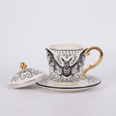 ΣΕΤ ΦΛΙΤΖΑΝΙ ΚΑΙ ΠΙΑΤΑΚΙ HALLOWEEN ΜΕ ΝΥΧΤΕΡΙΔΑ ΚΑΙ ΧΡΥΣΕΣ ΛΕΠΤΟΜΕΡΕΙΕΣ, 14.8×10.4×14.4cm / 17x17x1.8cm (600-49494)