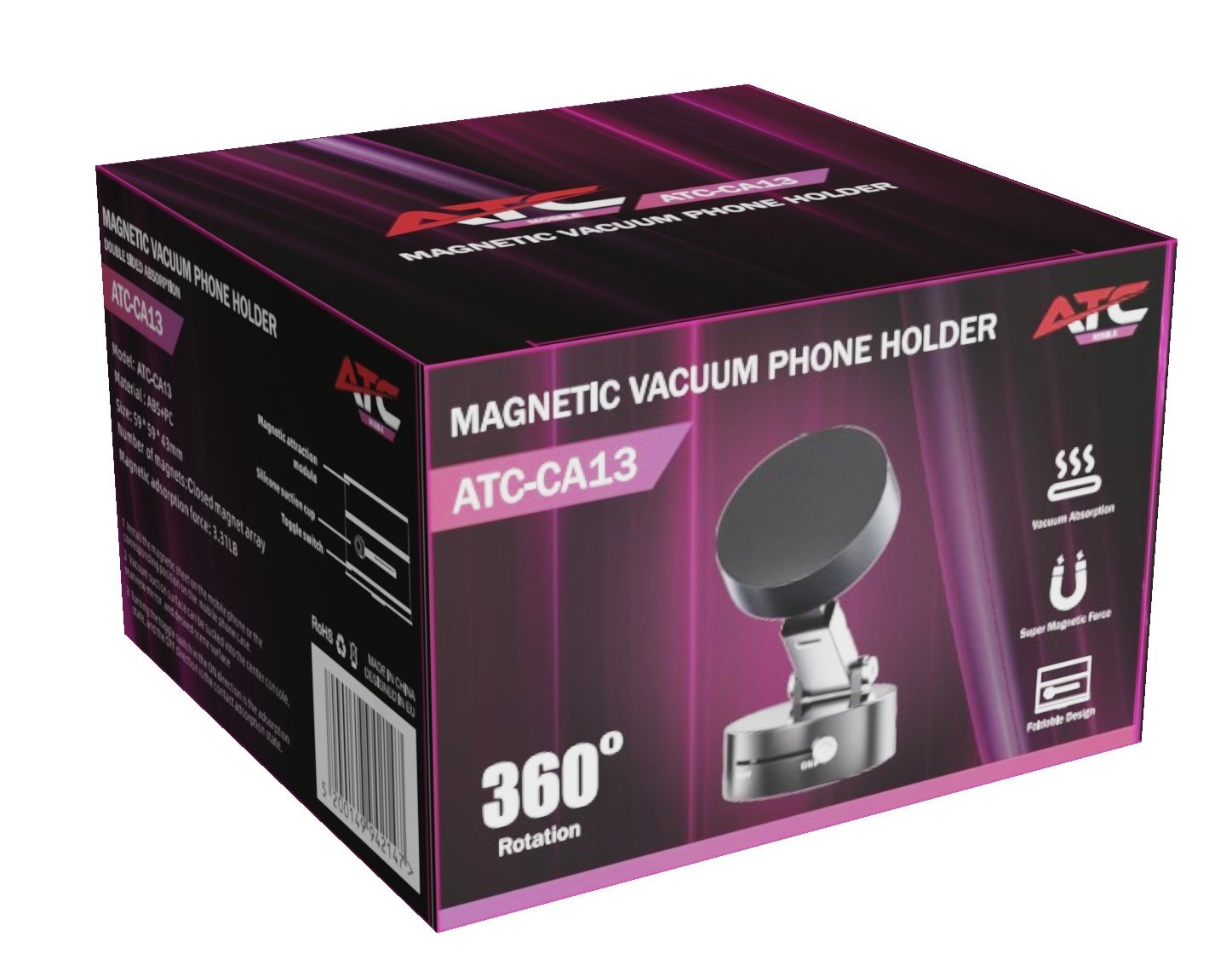 ATC-CA13 Iσχυρή Μαγνητική Βάση Κινητού Αυτοκινήτου με Βεντούζα 360° (20.008.0015) - Image 4