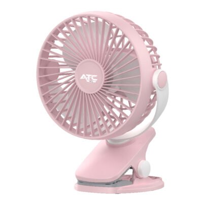 ATC DF-01 Μίνι Επαναφορτιζόμενος Ανεμιστήρας Γραφείου 5″ με Κλιπ Ροζ (20.006.0010)