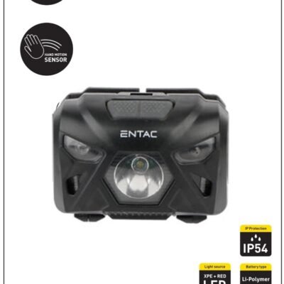 Entac Φακός Κεφαλής 5W Με Αισθητήρα Κίνησης XPE & Κόκκινο Φως – Μαύρο (15.007.0111)