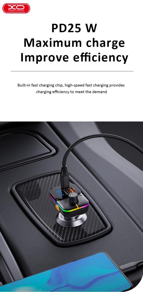 XO BCC09 Φορτιστής Αυτοκινήτου Bluetooth MP3 με TF card slot + PD 25W (16.006.0202) - Image 5