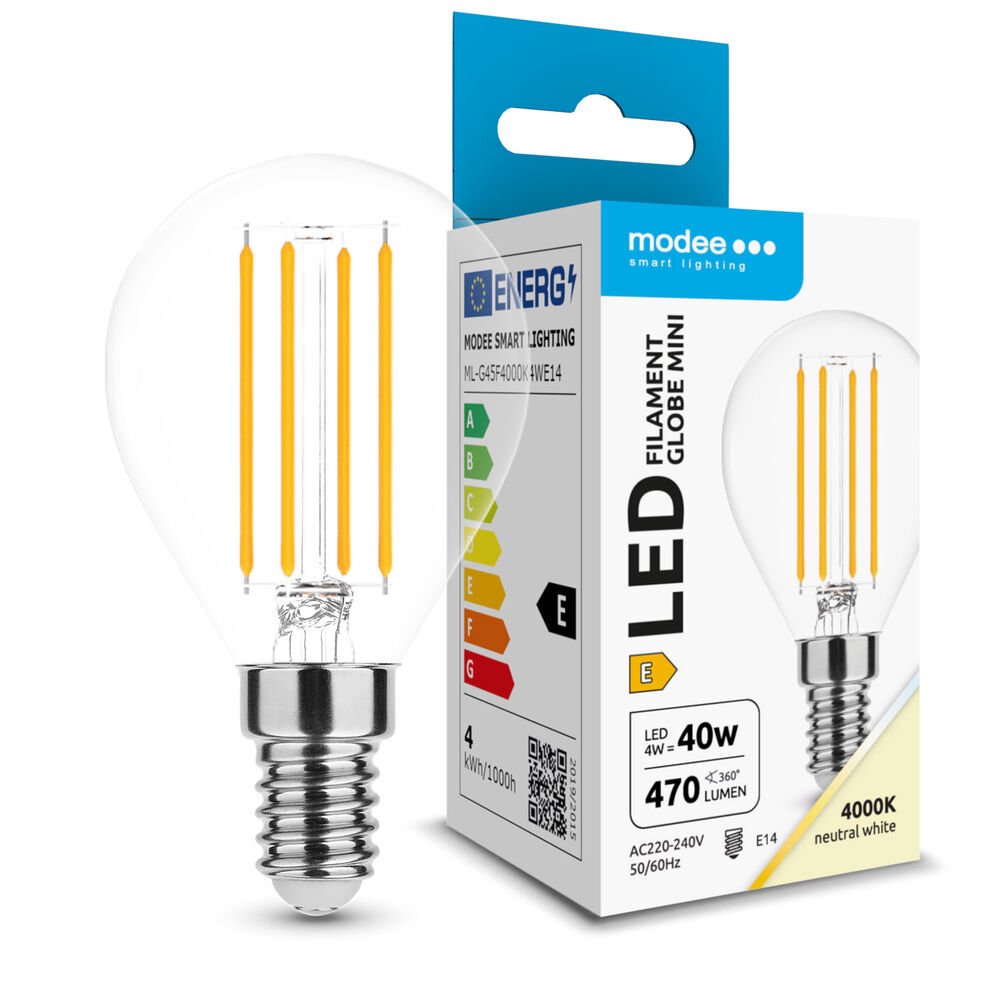 Modee LED Λάμπα Filament Globe Mini G45 4W E14 4000K 470lm ERP (40.001.0071)