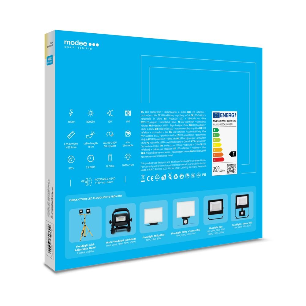 Modee Lighting Προβολέας LED E-series Slim 100W 120° 6000K 8000lm ERP (40.001.0059) - Image 7
