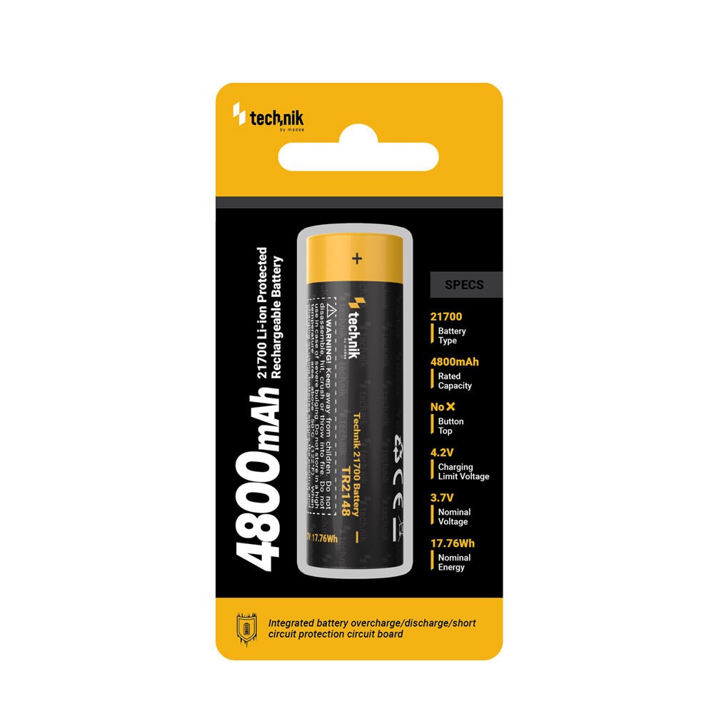 Technik Επαναφορτιζόμενη Μπαταρία 21700 TR2148 4800mAh 3.7V B1 (01.003.0087)