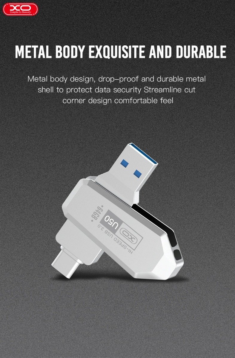 XO U50 Στικάκι & Αντάπτορας Type-C σε USB OTG USB 3.0 Έκδοση 16GB (16.007.0042) - Image 3