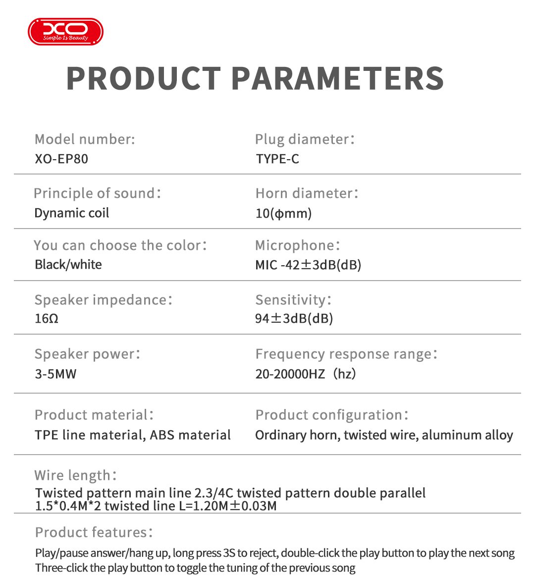 XO EP80 In ear Type-C Ψηφιακά Mεταλλικά Ακουστικά (16.002.0084) - Image 3