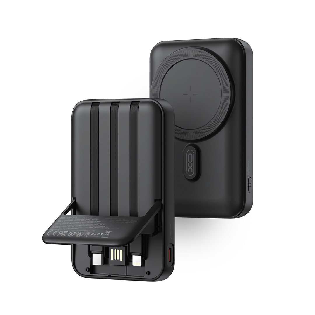 XO PR288 Powerbank Ταχείας Φόρτισης 15W με 3 Ενσωματωμένα Καλώδια & Ασύρματη Φόρτιση PD20W 10000mAh (16.010.0104) - Image 2