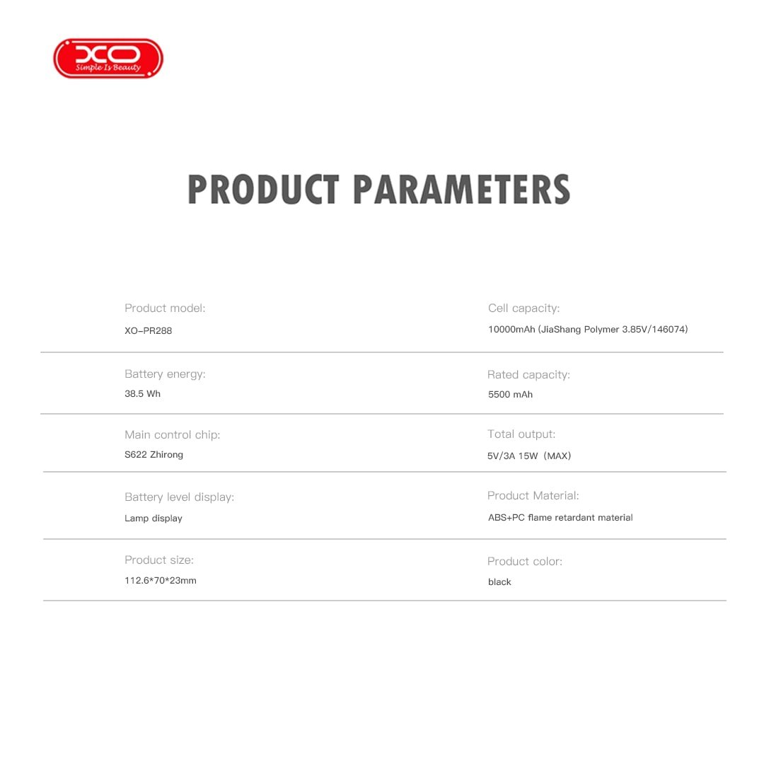 XO PR288 Powerbank Ταχείας Φόρτισης 15W με 3 Ενσωματωμένα Καλώδια & Ασύρματη Φόρτιση PD20W 10000mAh (16.010.0104) - Image 8