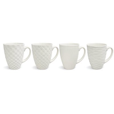 Πορσελάνινη κούπα λευκή ανάγλυφη [00203292]