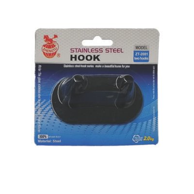 Μεταλλικό αυτοκόλλητο κρεμαστράκι μαύρο 2 θέσεων οβάλ [00402678]