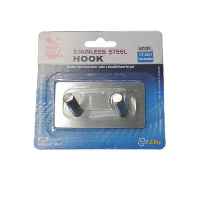 Μεταλλικό αυτοκόλλητο κρεμαστράκι inox 2 θέσεων [00402679]